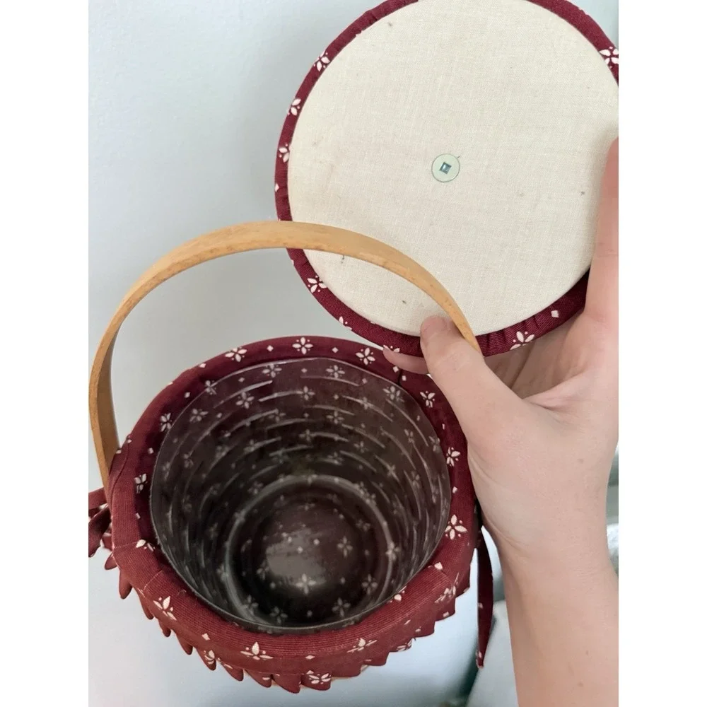 Longaberger 2000 Retired Small‎ Fruit Basket Combo #13005 Red Liner & Protector